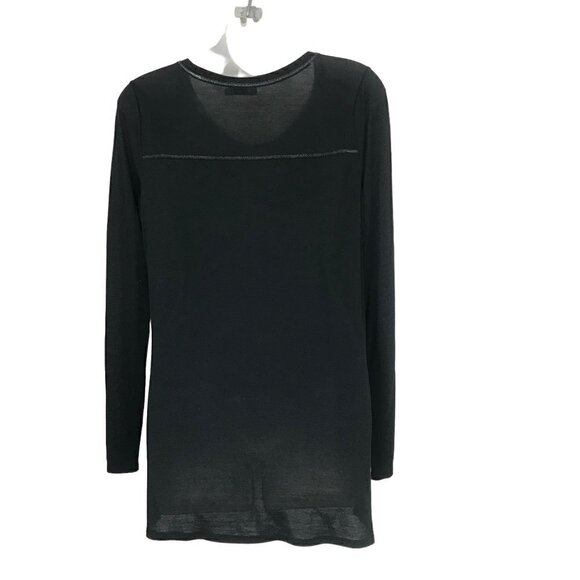 Vince Long Sleeved Semi Sheer Black Crew Neck Size S - Picture 5 of 7